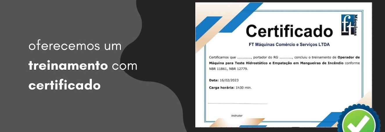 Banner indicando que a empresa oferece curso e treinamentos e emite certificado